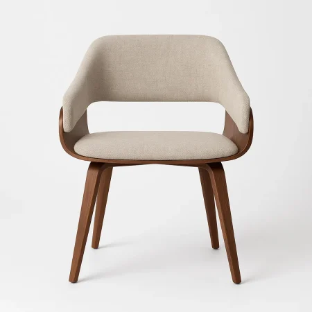 Silla tapizada en tejido gris marrón con estructura de madera de haya 51x55x75cm - Ixia - 614600IX - foto-blanco