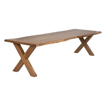 Mesa comedor natural en madera de acacia con tablero 5cm y patas regulables en 3 posiciones 280x100x76cm - Ixia - 614601IX - foto-blanco
