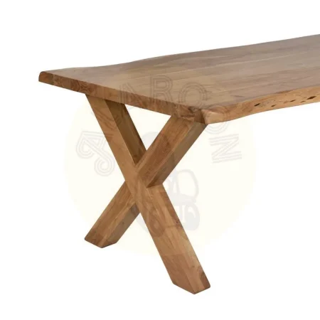 Mesa comedor natural en madera de acacia con tablero 5cm y patas regulables en 3 posiciones 280x100x76cm - Ixia - 614601IX - foto-secundaria-4