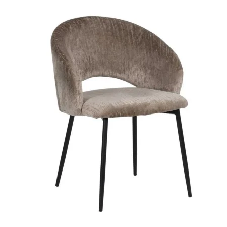 Silla tapizada en tejido poliéster color taupe con patas de hierro 58x60x80.50cm - Ixia - 614603IX - foto-blanco