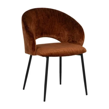 Silla tapizada en tejido marrón con patas de hierro 58x60x80.50cm - Ixia - 614604IX - foto-blanco