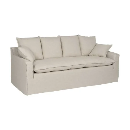 Sofá 4 plazas en tejido natural desenfundable patas de madera 220x100x91cm - Ixia - 614608IX - foto-blanco