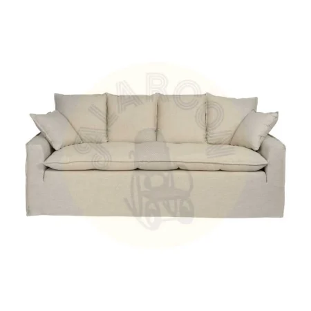 Sofá 4 plazas en tejido natural desenfundable patas de madera 220x100x91cm - Ixia - 614608IX - foto-secundaria-1