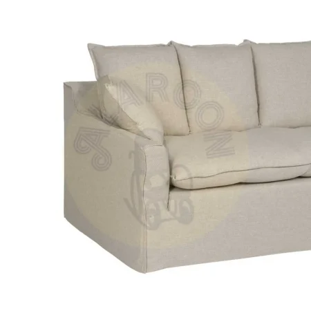 Sofá 4 plazas en tejido natural desenfundable patas de madera 220x100x91cm - Ixia - 614608IX - foto-secundaria-3