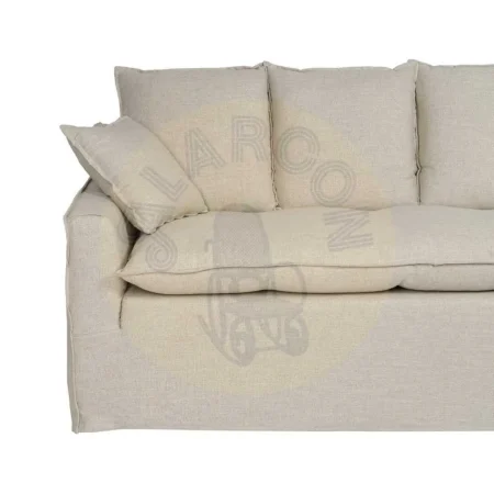 Sofá 4 plazas en tejido natural desenfundable patas de madera 220x100x91cm - Ixia - 614608IX - foto-secundaria-4