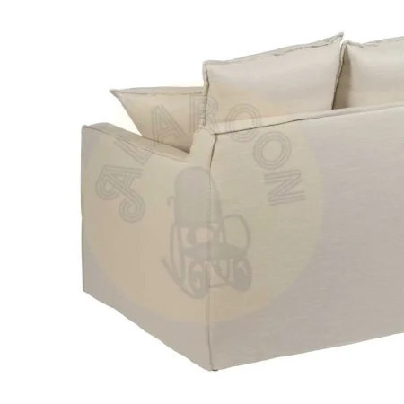 Sofá 4 plazas crema desenfundable en tejido viscosa y lino patas de madera 220x100x91cm - Ixia - 614609IX - foto-secundaria-12