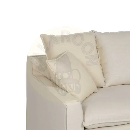 Sofá 4 plazas crema desenfundable en tejido viscosa y lino patas de madera 220x100x91cm - Ixia - 614609IX - foto-secundaria-3