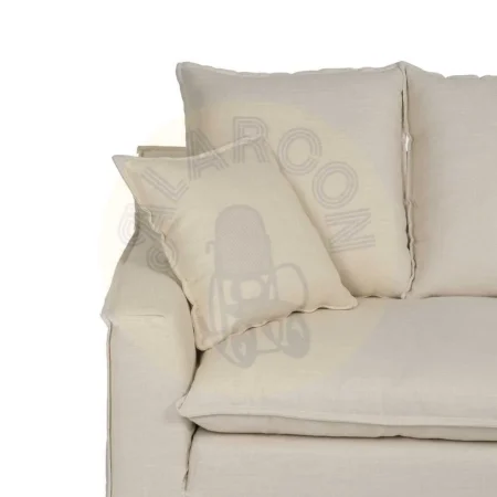 Sofá 4 plazas crema desenfundable en tejido viscosa y lino patas de madera 220x100x91cm - Ixia - 614609IX - foto-secundaria-4