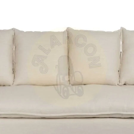 Sofá 4 plazas crema desenfundable en tejido viscosa y lino patas de madera 220x100x91cm - Ixia - 614609IX - foto-secundaria-5