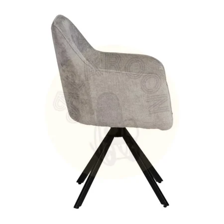 Silla con brazos tapizada en tejido gris claro y estructura metálica 58x58x83cm - Ixia - 614610IX - foto-secundaria-1