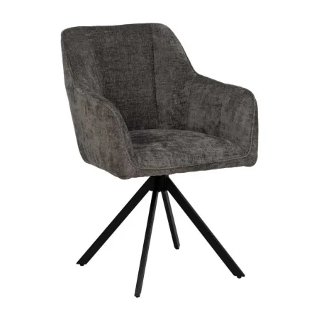 Silla con brazos tapizada en tejido gris oscuro con estructura metálica 58x58x83cm - Ixia - 614611IX - foto-blanco