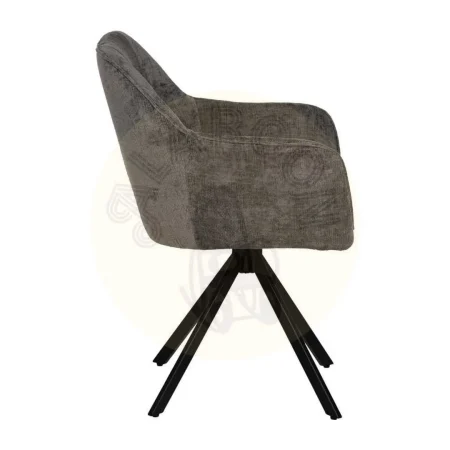 Silla con brazos tapizada en tejido gris oscuro con estructura metálica 58x58x83cm - Ixia - 614611IX - foto-secundaria-1