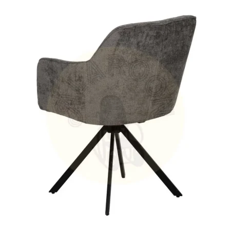 Silla con brazos tapizada en tejido gris oscuro con estructura metálica 58x58x83cm - Ixia - 614611IX - foto-secundaria-2