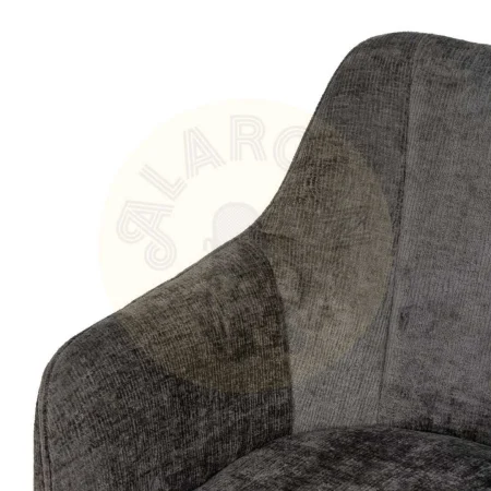 Silla con brazos tapizada en tejido gris oscuro con estructura metálica 58x58x83cm - Ixia - 614611IX - foto-secundaria-3