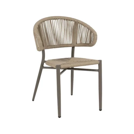 Silla apilable de polietileno y aluminio para exterior color natural gris 59x58x79cm - Ixia - 614612IX - foto-blanco