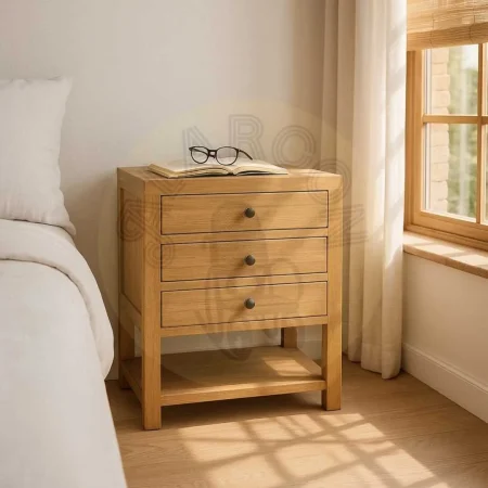 Mesita natural de madera mindi para dormitorio 60x35x65cm - Ixia - 614620IX - foto-secundaria-9