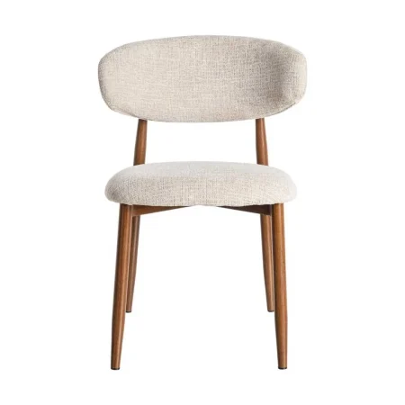 Silla tapizada beige en tejido 100% poliéster y estructura metálica 53x51x76.50cm - Ixia - 614625IX - foto-blanco
