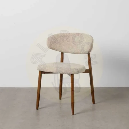 Silla tapizada beige en tejido 100% poliéster y estructura metálica 53x51x76.50cm - Ixia - 614625IX - foto-secundaria-10