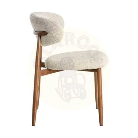 Silla tapizada beige en tejido 100% poliéster y estructura metálica 53x51x76.50cm - Ixia - 614625IX - foto-secundaria-2