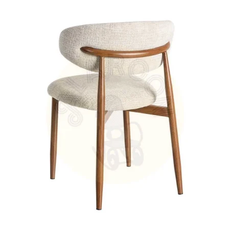 Silla tapizada beige en tejido 100% poliéster y estructura metálica 53x51x76.50cm - Ixia - 614625IX - foto-secundaria-3