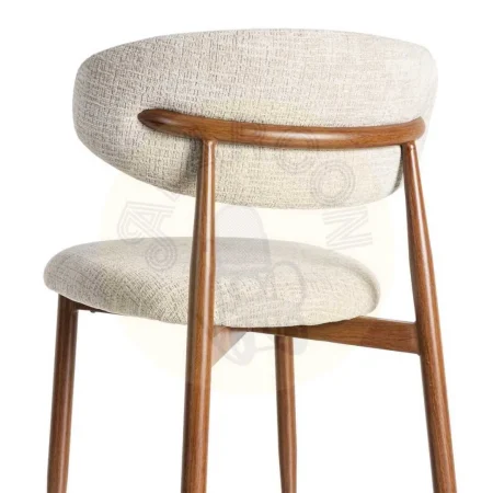 Silla tapizada beige en tejido 100% poliéster y estructura metálica 53x51x76.50cm - Ixia - 614625IX - foto-secundaria-4