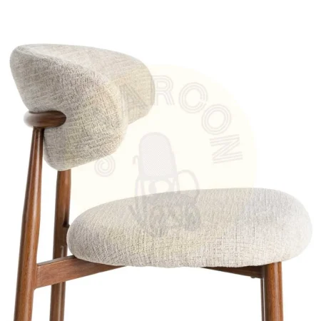 Silla tapizada beige en tejido 100% poliéster y estructura metálica 53x51x76.50cm - Ixia - 614625IX - foto-secundaria-5