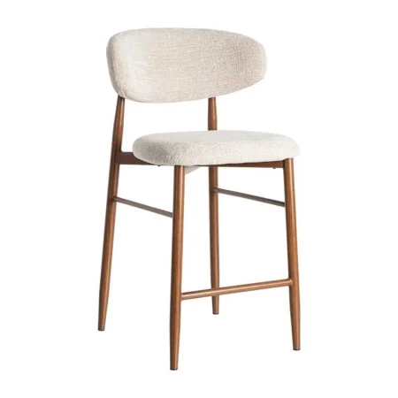 Taburete beige tapizado en tejido 100% poliéster con estructura metálica en acero 53x52x95cm - Ixia - 614626IX - foto-blanco