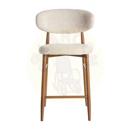 Taburete beige tapizado en tejido 100% poliéster con estructura metálica en acero 53x52x95cm - Ixia - 614626IX - foto-secundaria-1