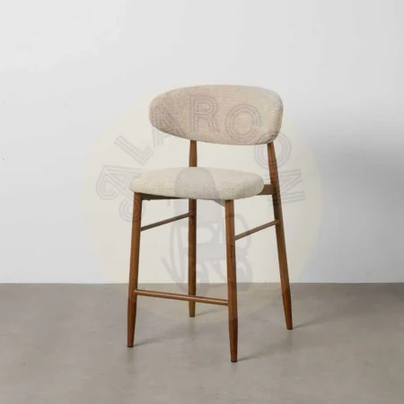 Taburete beige tapizado en tejido 100% poliéster con estructura metálica en acero 53x52x95cm - Ixia - 614626IX - foto-secundaria-10