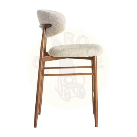 Taburete beige tapizado en tejido 100% poliéster con estructura metálica en acero 53x52x95cm - Ixia - 614626IX - foto-secundaria-2