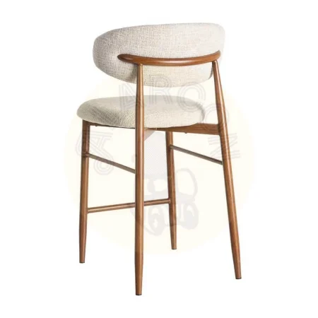 Taburete beige tapizado en tejido 100% poliéster con estructura metálica en acero 53x52x95cm - Ixia - 614626IX - foto-secundaria-3