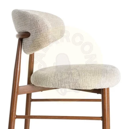 Taburete beige tapizado en tejido 100% poliéster con estructura metálica en acero 53x52x95cm - Ixia - 614626IX - foto-secundaria-5