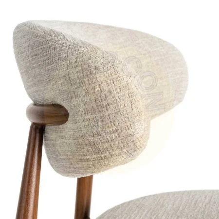 Taburete beige tapizado en tejido 100% poliéster con estructura metálica en acero 53x52x95cm - Ixia - 614626IX - foto-secundaria-6