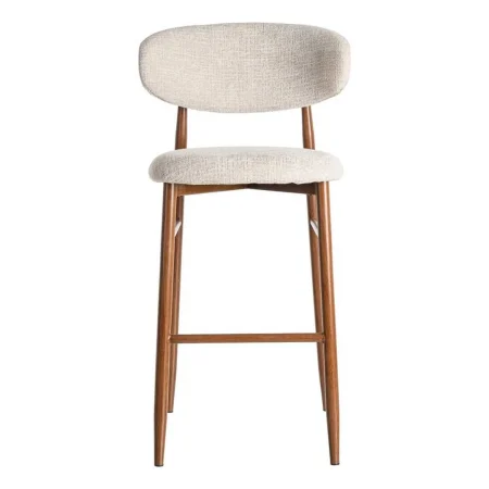 Taburete alto beige en tejido con estructura metálica 54x52x105cm - Ixia - 614627IX - foto-blanco