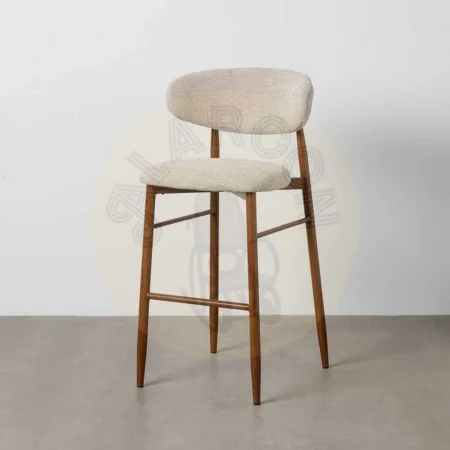 Taburete alto beige en tejido con estructura metálica 54x52x105cm - Ixia - 614627IX - foto-secundaria-10