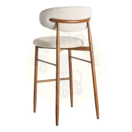 Taburete alto beige en tejido con estructura metálica 54x52x105cm - Ixia - 614627IX - foto-secundaria-3