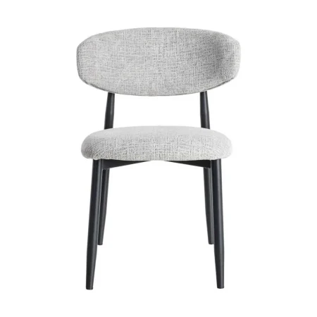 Silla gris tapizada en tejido 100% poliéster con estructura metálica 53x51x76.50cm - Ixia - 614628IX - foto-blanco