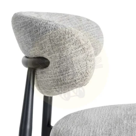 Silla gris tapizada en tejido 100% poliéster con estructura metálica 53x51x76.50cm - Ixia - 614628IX - foto-secundaria-6