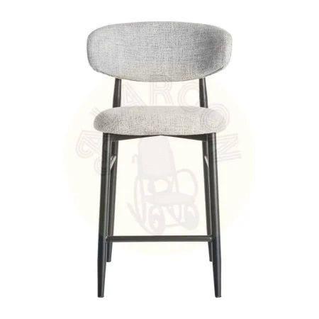 Taburete gris tapizado en tejido 100% poliéster con estructura de acero 53x52x95cm - Ixia - 614629IX - foto-secundaria-1