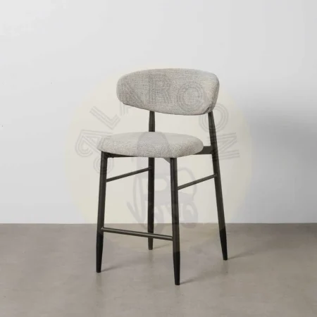 Taburete gris tapizado en tejido 100% poliéster con estructura de acero 53x52x95cm - Ixia - 614629IX - foto-secundaria-10