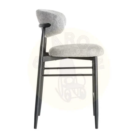 Taburete gris tapizado en tejido 100% poliéster con estructura de acero 53x52x95cm - Ixia - 614629IX - foto-secundaria-2