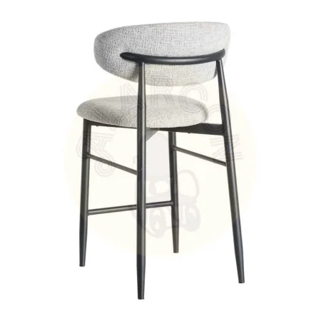 Taburete gris tapizado en tejido 100% poliéster con estructura de acero 53x52x95cm - Ixia - 614629IX - foto-secundaria-3