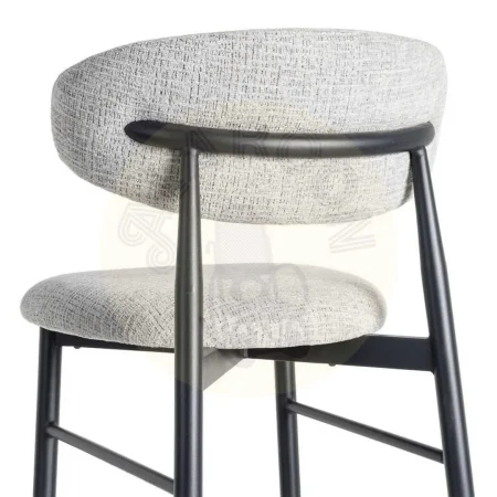 Taburete gris tapizado en tejido 100% poliéster con estructura de acero 53x52x95cm - Ixia - 614629IX - foto-secundaria-4