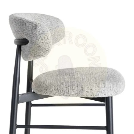 Taburete gris tapizado en tejido 100% poliéster con estructura de acero 53x52x95cm - Ixia - 614629IX - foto-secundaria-5