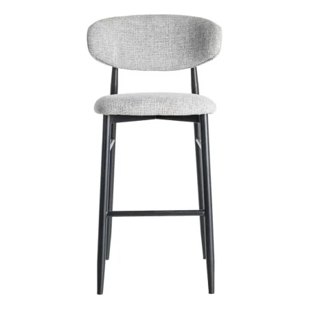Taburete alto tejido gris con estructura metálica 54x52x105cm - Ixia - 614630IX - foto-blanco