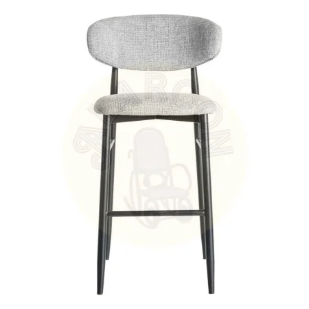Taburete alto tejido gris con estructura metálica 54x52x105cm - Ixia - 614630IX - foto-secundaria-1