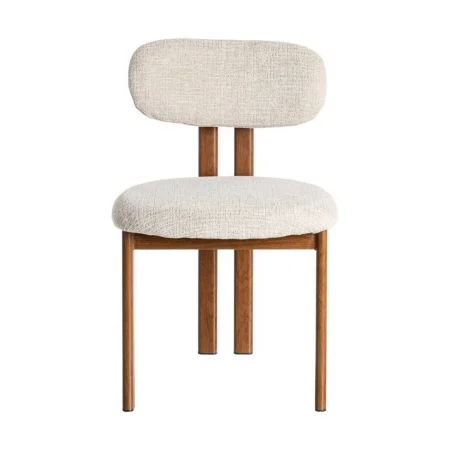 Silla beige en tejido con estructura metálica 50x47x81cm - Ixia - 614631IX - foto-blanco