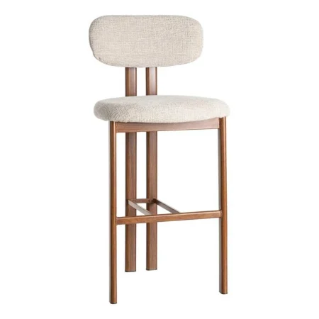 Taburete alto beige en tejido y estructura metal 50x47x109cm - Ixia - 614632IX - foto-blanco