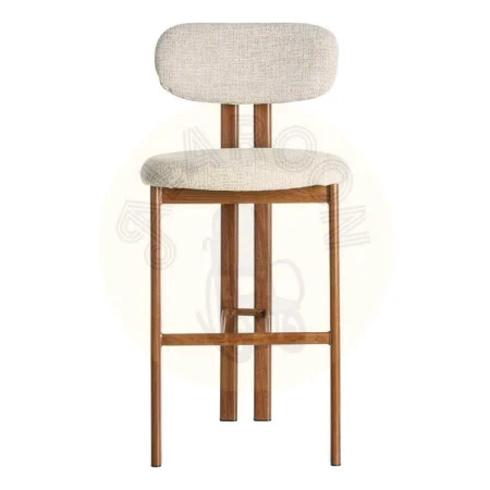 Taburete alto beige en tejido y estructura metal 50x47x109cm - Ixia - 614632IX - foto-secundaria-1