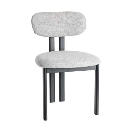 Silla en tejido gris con estructura metálica 50x47x81cm - Ixia - 614633IX - foto-blanco